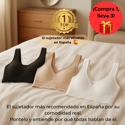 Sujetador que se adapta, realza y no molesta