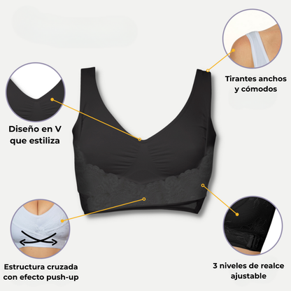 Sujetador que se adapta, realza y no molesta
